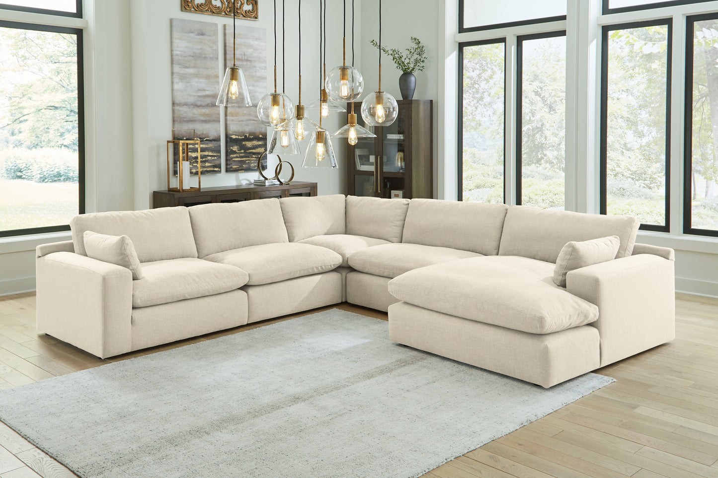 Orange Furniture Outlet - Ashley Furniture - Elyza Sectional - RAF 5-Piece Sectional with Chaise / Linen - 10006S7