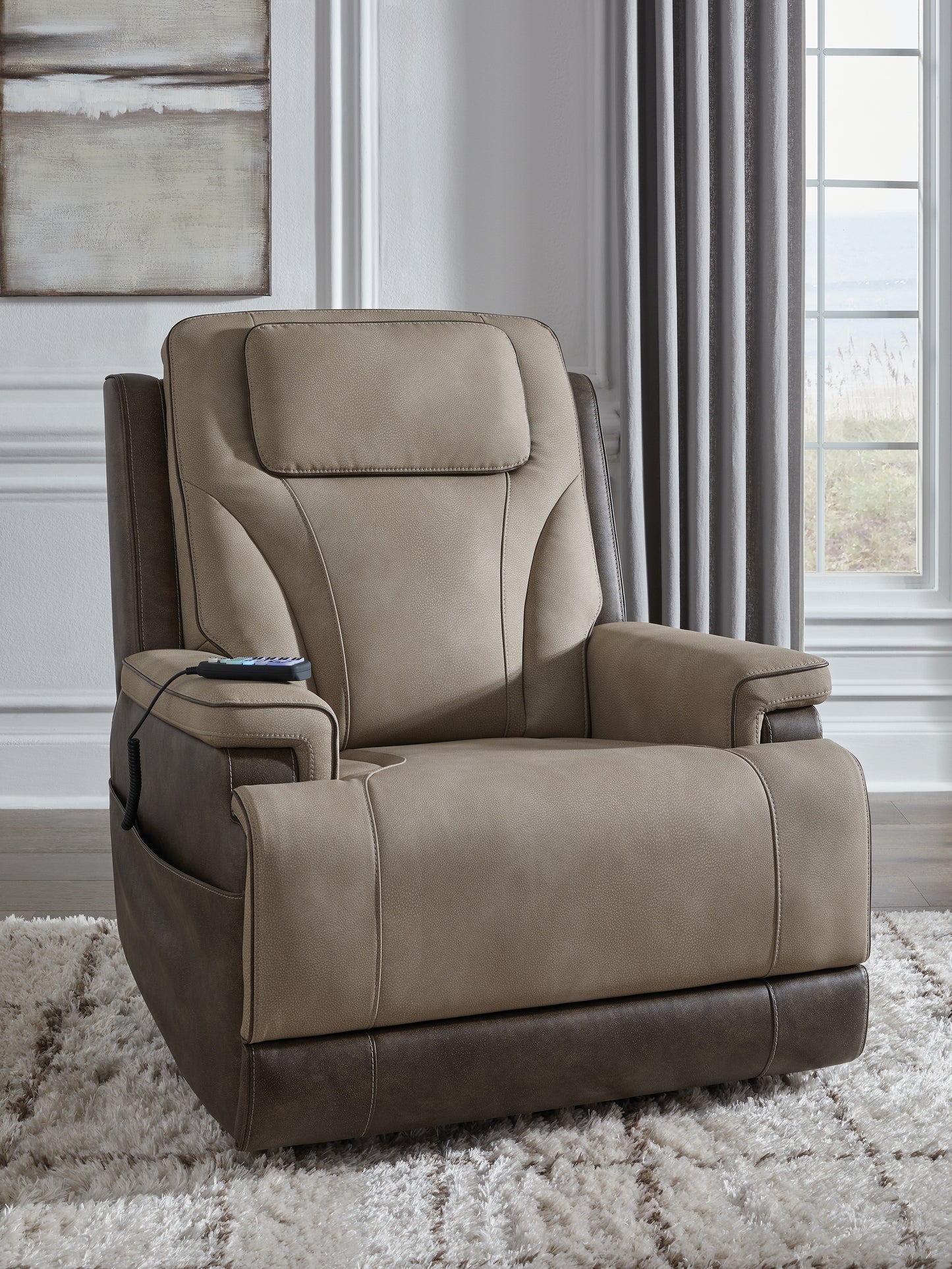 Orange Furniture Outlet - Ashley Furniture - 4Z-Peaceful Pause Living Room - Power Lift Recliner / Sand - PC1210312