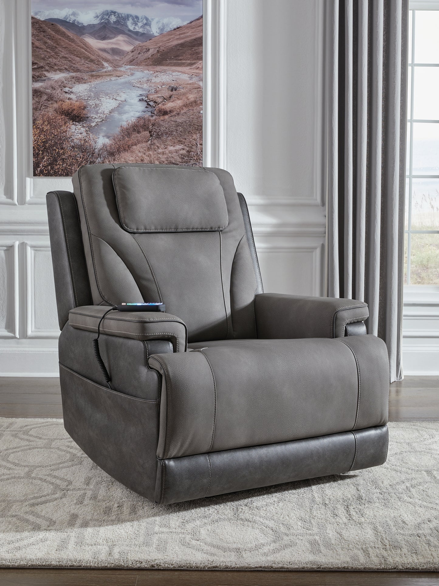 Orange Furniture Outlet - Ashley Furniture - 4Z-Peaceful Pause Living Room - Power Lift Recliner / Slate - PC1210412