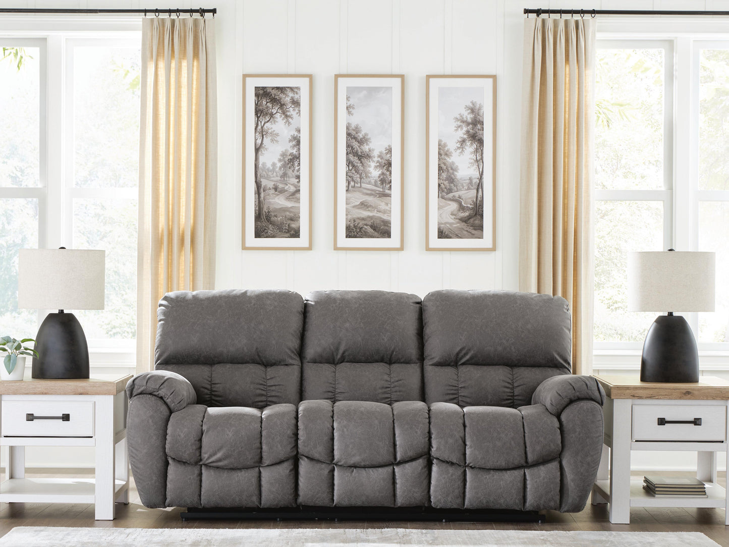 Orange Furniture Outlet - Ashley Furniture - Bakerstein Living Room - PWR REC Sofa with ADJ Headrest - PC1250315