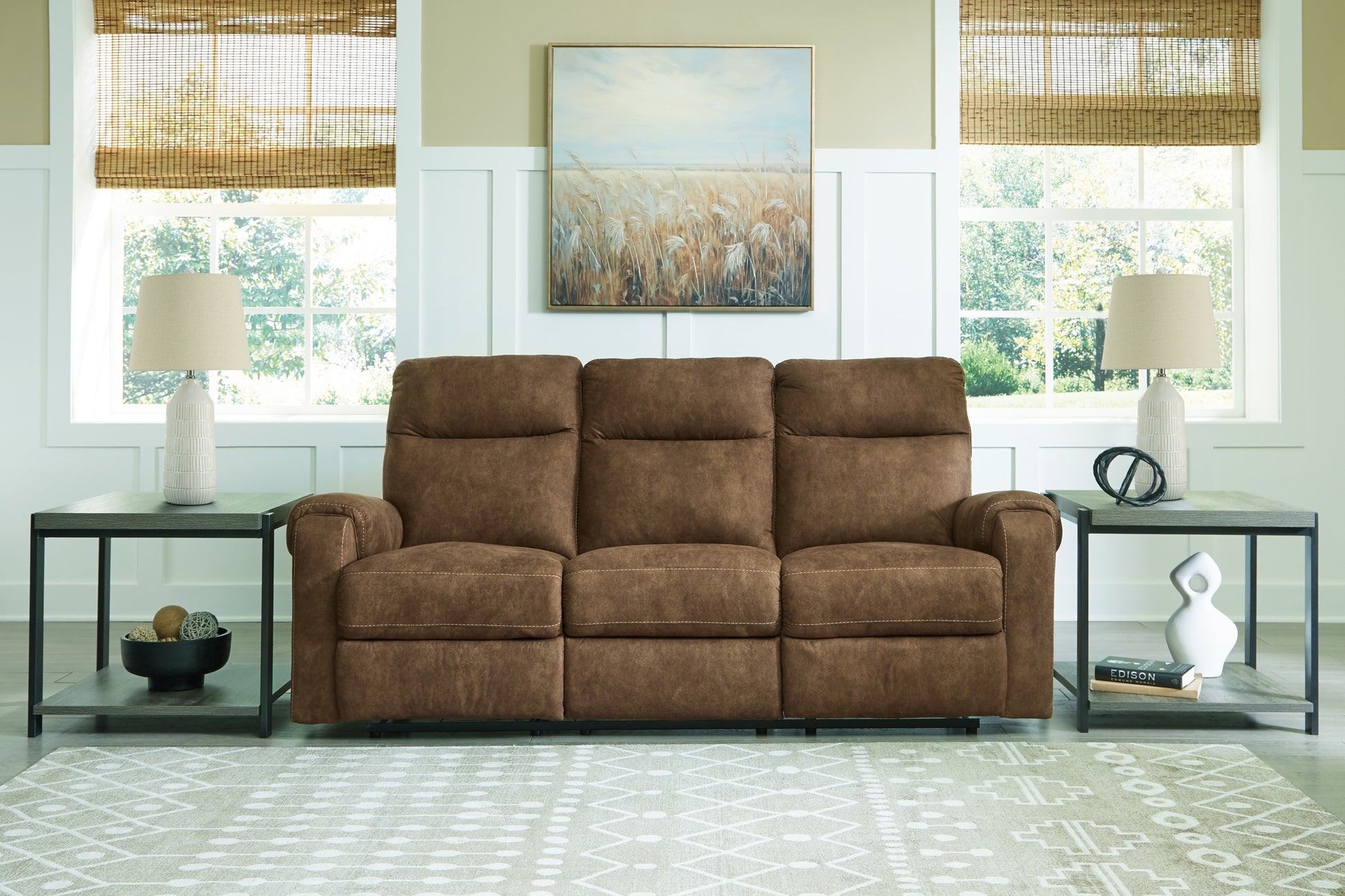 Orange Furniture Outlet - Ashley Furniture - Edenwold Living Room - Reclining Sofa / Brindle - 1380588