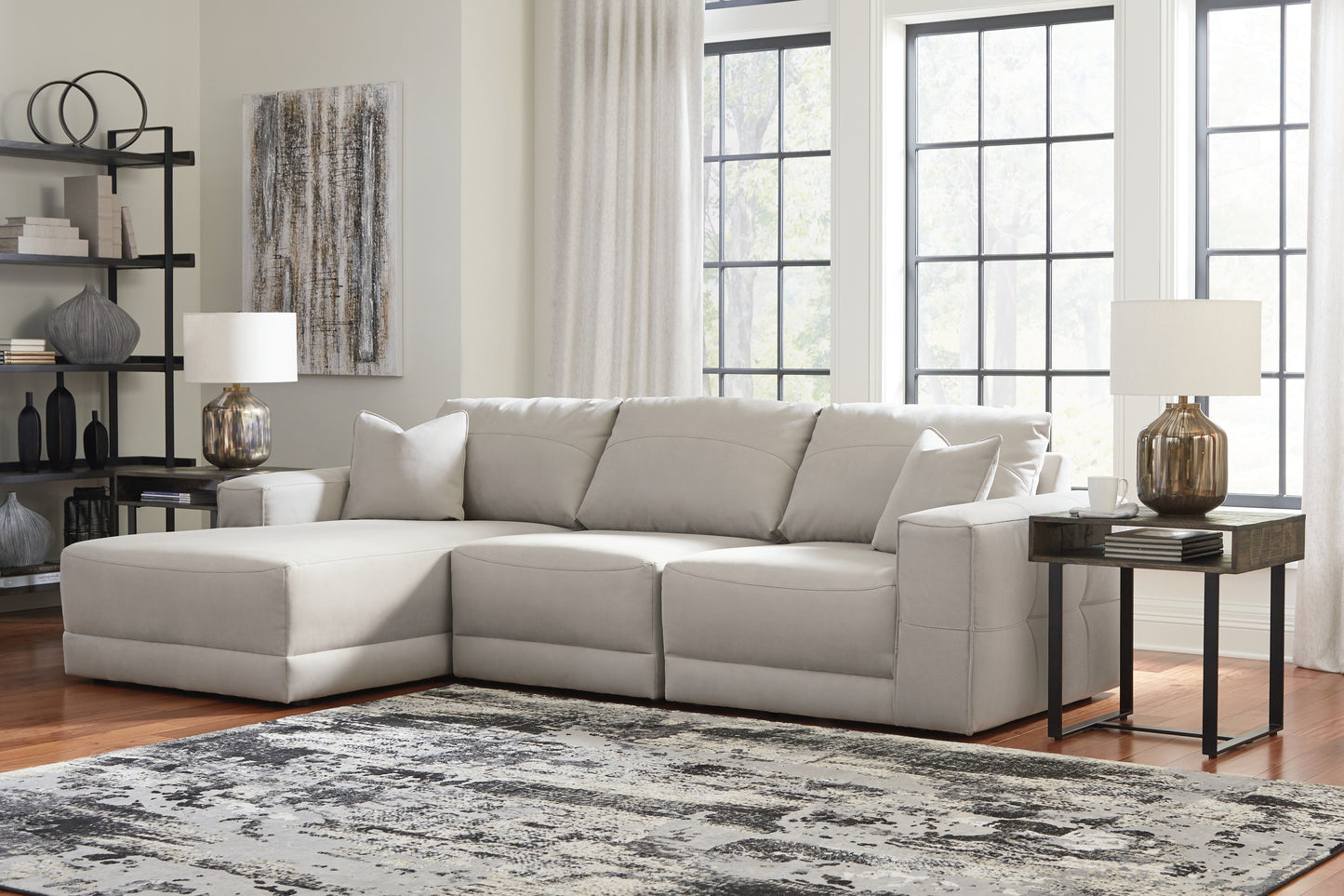 Orange Furniture Outlet - Ashley Furniture - Next-Gen Gaucho Sectional - RAF 3-Piece Sectional Sofa with Chaise / Gray - 18304S1