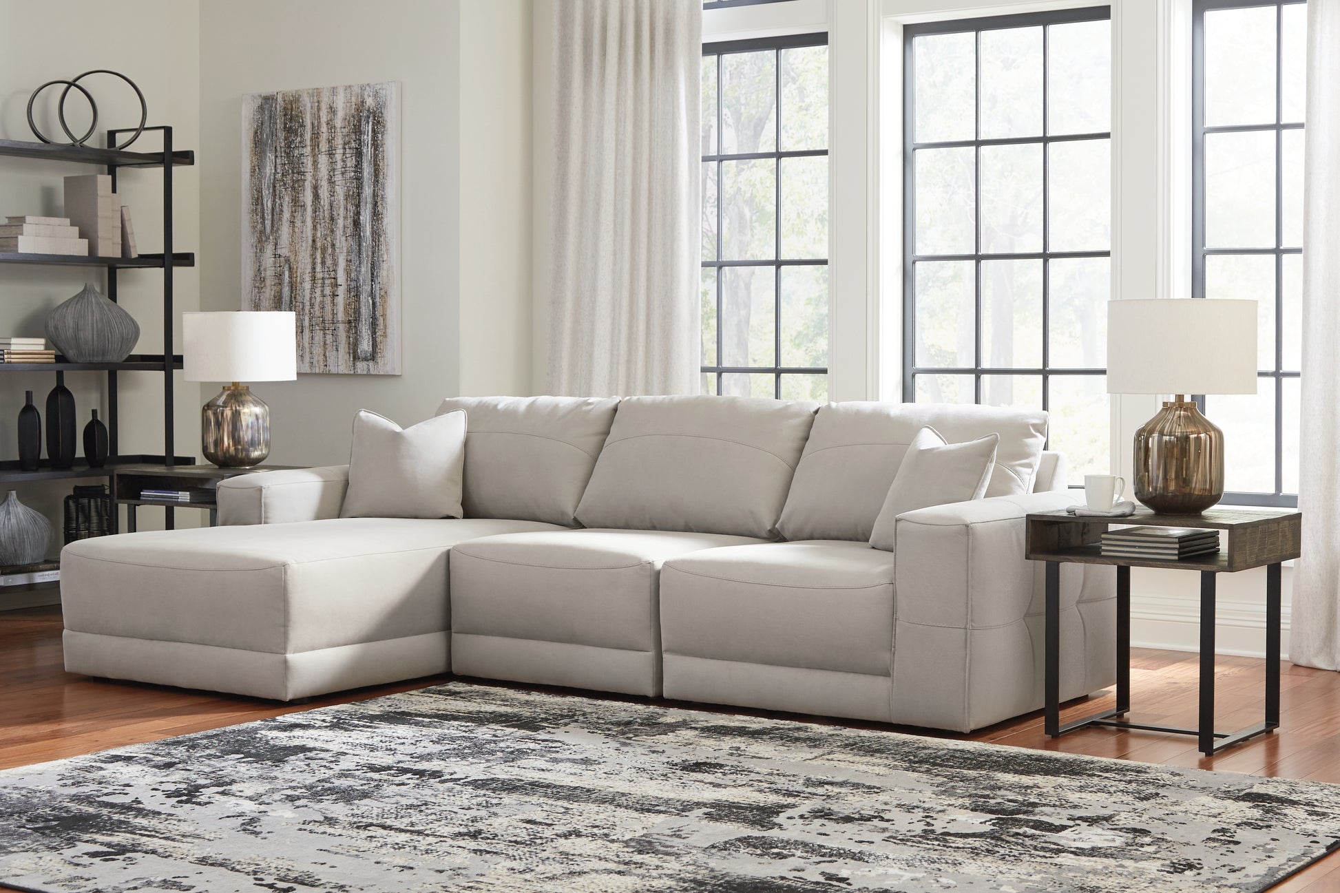 Orange Furniture Outlet - Ashley Furniture - Next-Gen Gaucho Sectional - RAF 3-Piece Sectional Sofa with Chaise / Gray - 18304S1