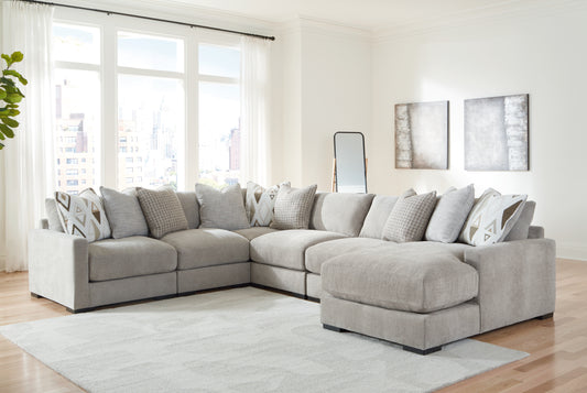 Orange Furniture Outlet - Ashley Furniture - Aslan Court Sectional - RAF 6-Piece Sectional with Chaise / Flax - 20305S8