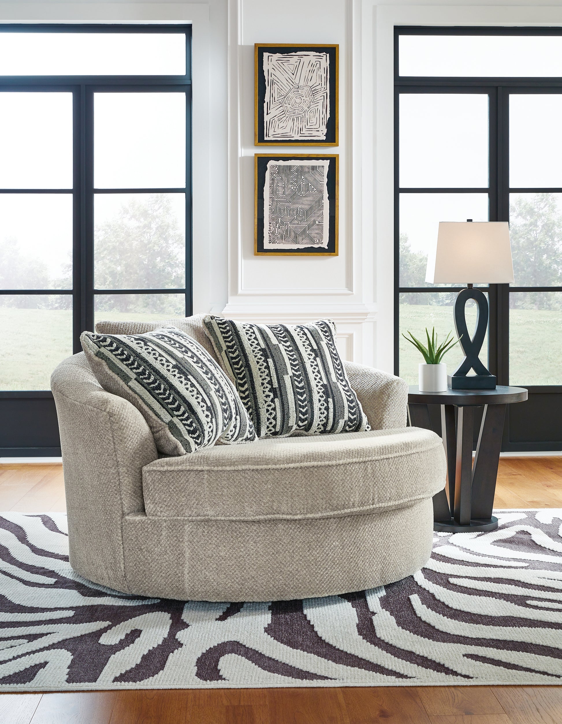 Orange Furniture Outlet - Ashley Furniture - Calnita Living Room - Oversized Swivel Accent Chair / Sisal - 2050221