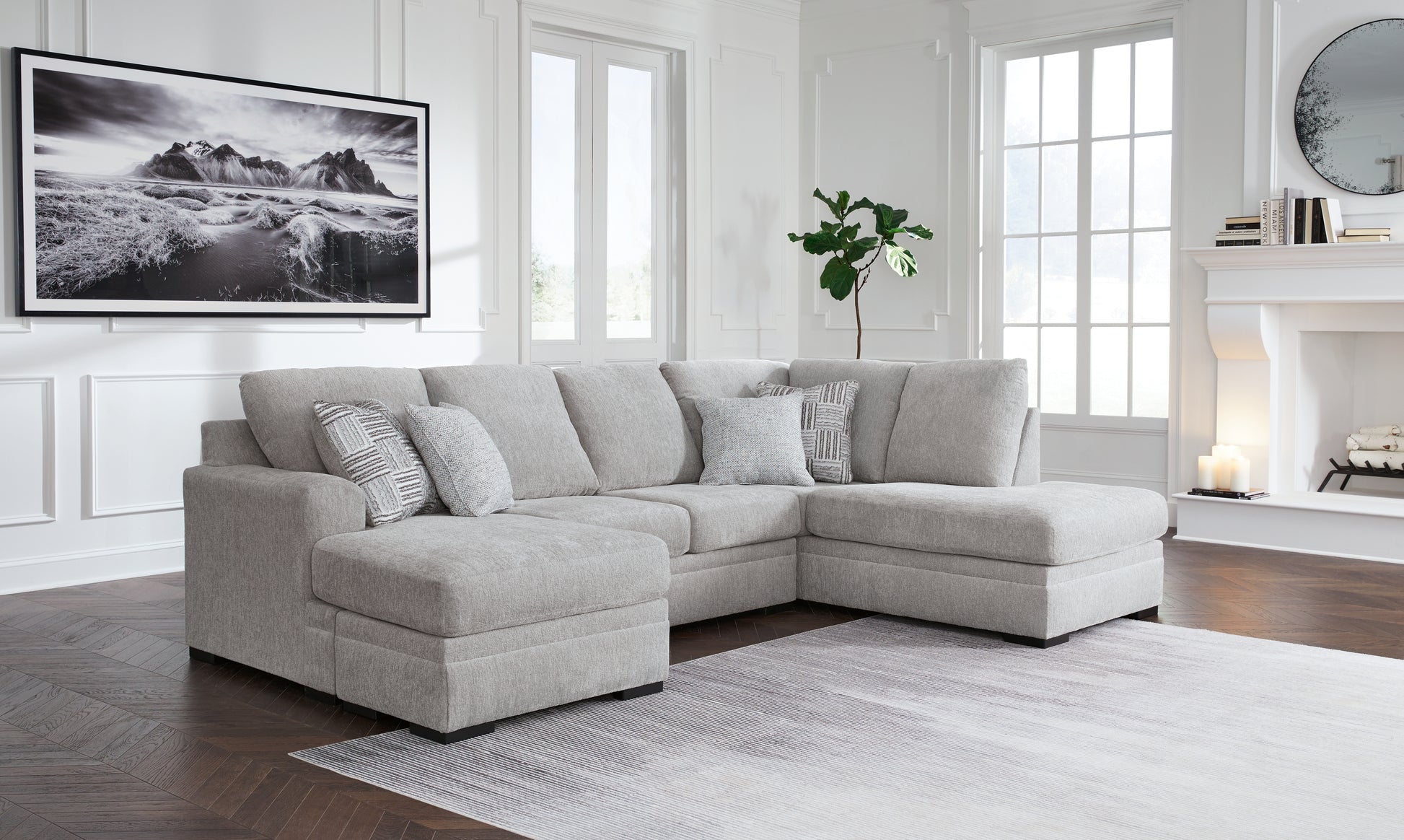 Orange Furniture Outlet - Ashley Furniture - Gabyleigh Sectional - RAF 2-Piece Sectional with Chaise / Nickel - 20904S2