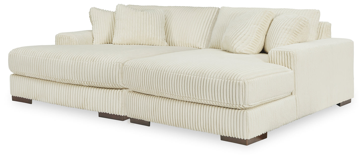 Orange Furniture Outlet - Ashley Furniture - Lindyn Sectional - RAF Super Chaise / Ivory - 21104S16
