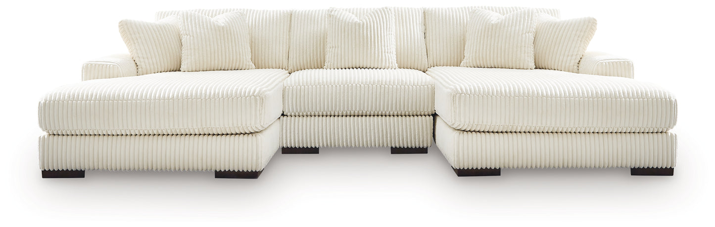 Orange Furniture Outlet - Ashley Furniture - Lindyn Sectional - RAF 3-Piece Sectional with Double Chaise / Ivory - 21104S18