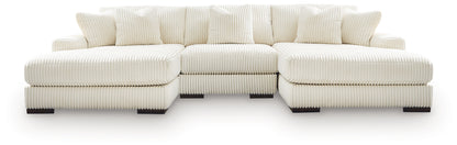 Orange Furniture Outlet - Ashley Furniture - Lindyn Sectional - RAF 3-Piece Sectional with Double Chaise / Ivory - 21104S18