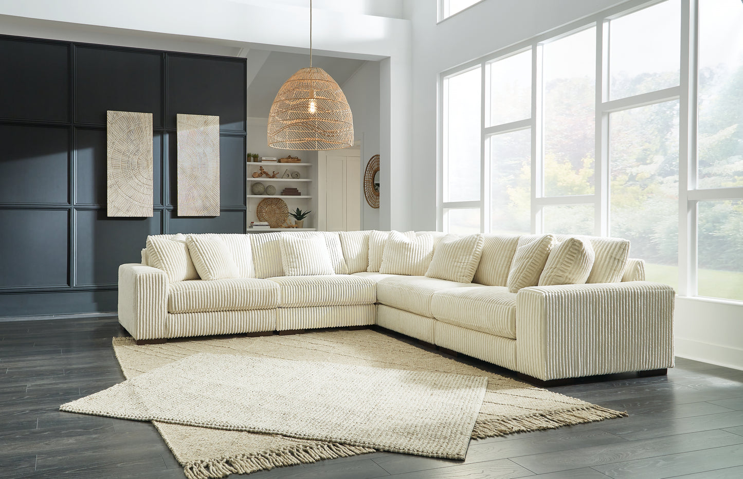 Orange Furniture Outlet - Ashley Furniture - Lindyn Sectional - RAF 5-Piece Sectional / Ivory - 21104S5