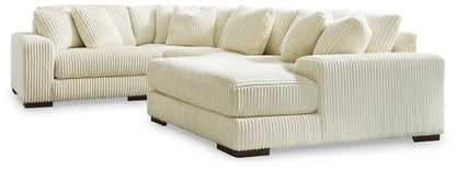 Orange Furniture Outlet - Ashley Furniture - Lindyn Sectional - RAF 4-Piece Sectional with Chaise / Ivory - 21104S15