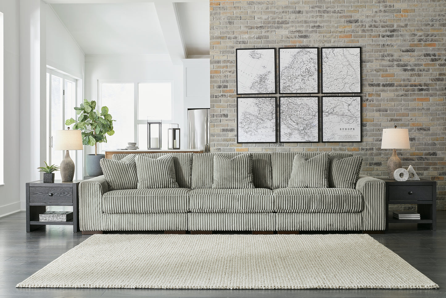 Orange Furniture Outlet - Ashley Furniture - Lindyn Sectional - RAF 3-Piece Sectional Sofa / Fog - 21105S14
