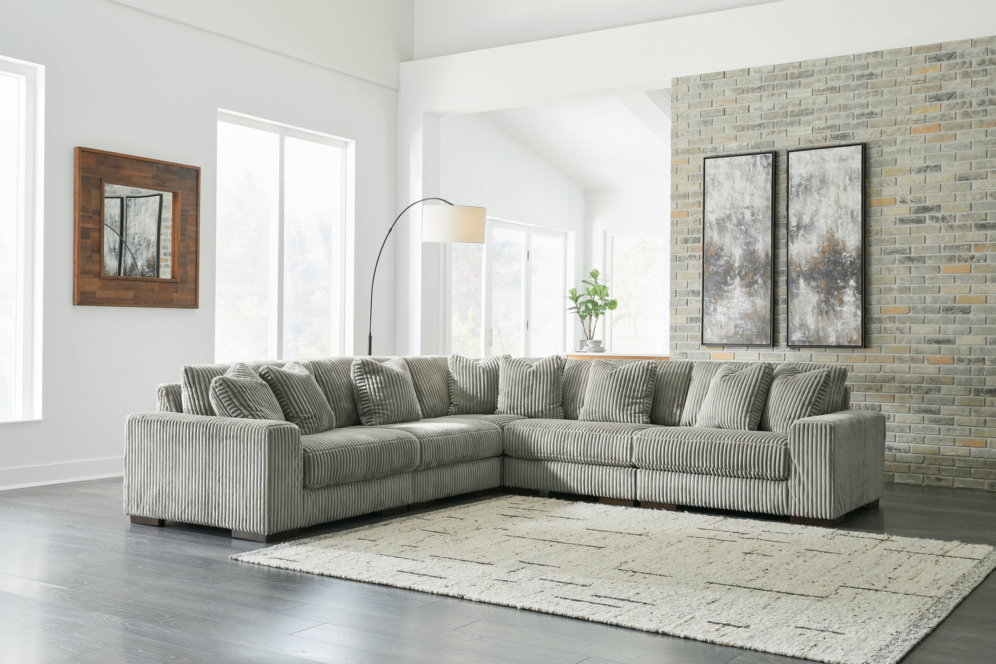 Orange Furniture Outlet - Ashley Furniture - Lindyn Sectional - RAF 5-Piece Sectional / Fog - 21105S5