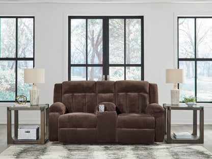 Orange Furniture Outlet - Ashley Furniture - Observation Living Room - DBL REC PWR Loveseat w/Console / Chocolate - PC2140696