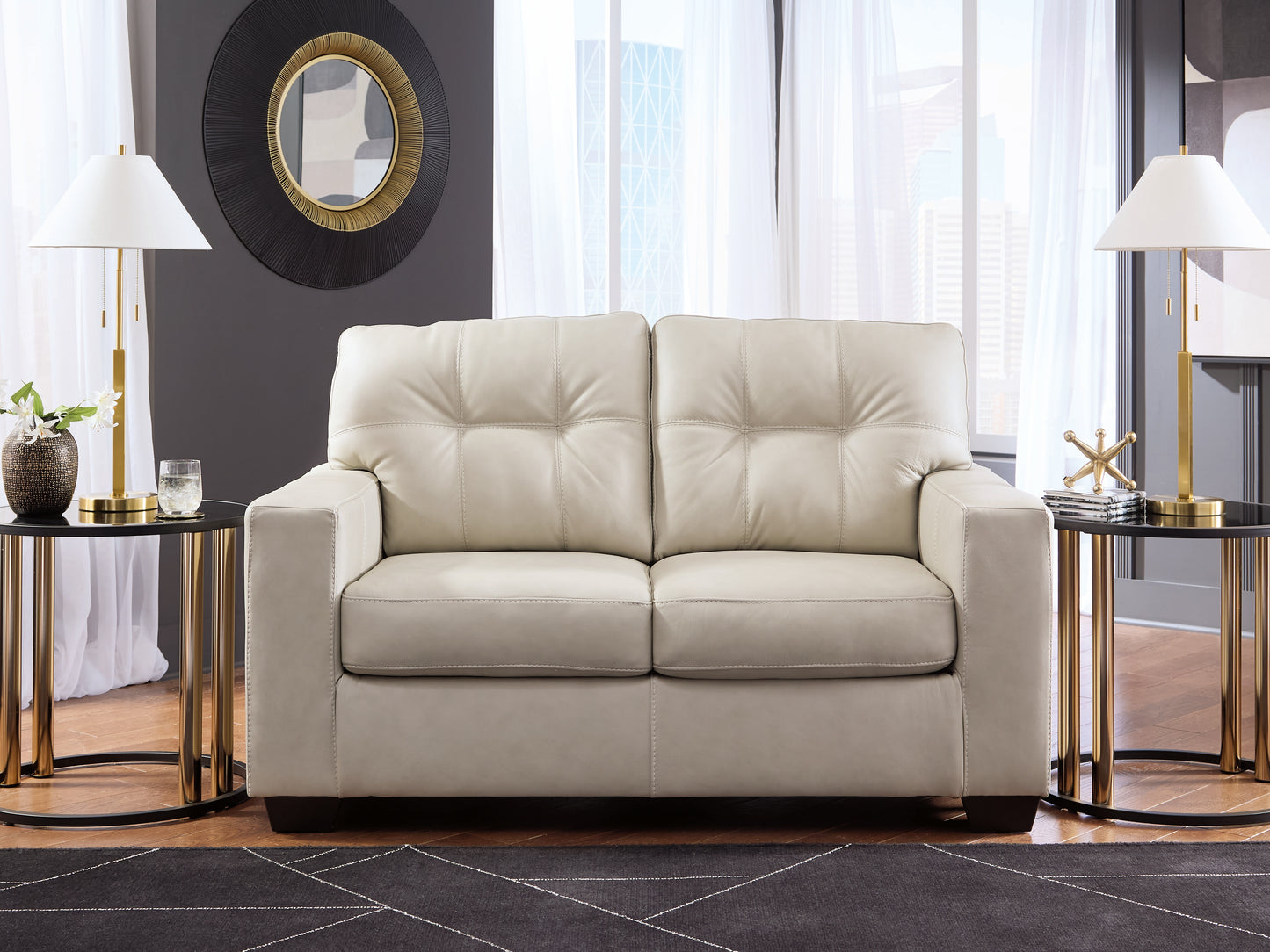 Orange Furniture Outlet - Ashley Furniture - Santorine Living Room - Loveseat / Bone - 2170835