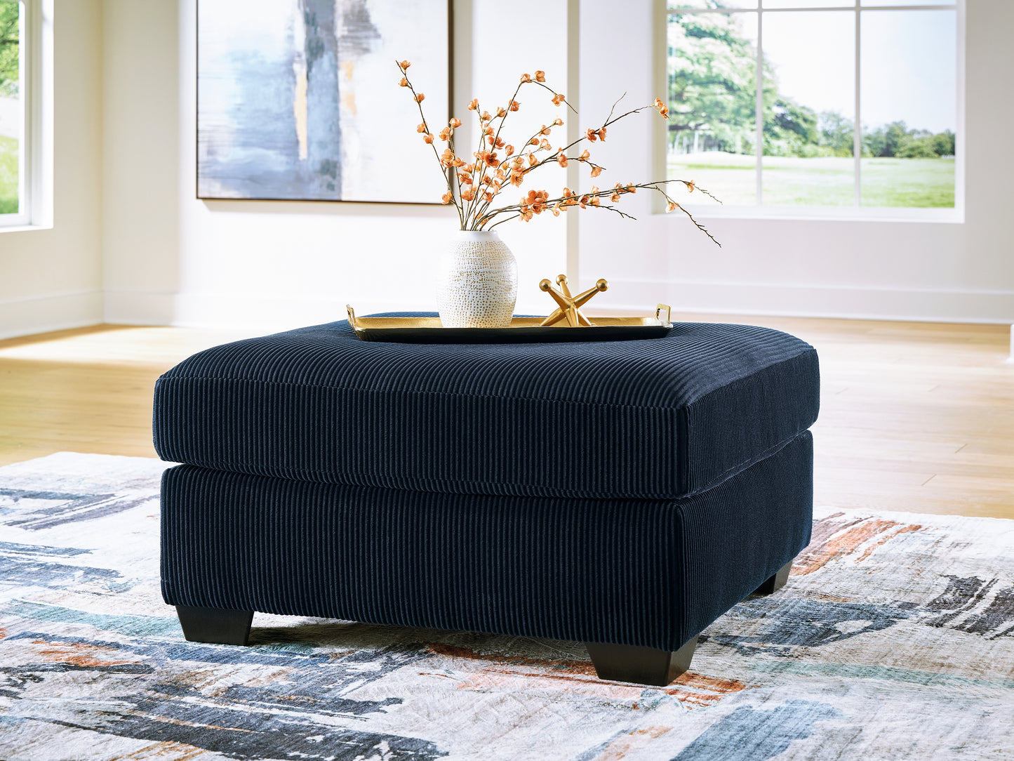 Orange Furniture Outlet - Ashley Furniture - SimpleJoy Living Room - Oversized Accent Ottoman / Navy - 2420508