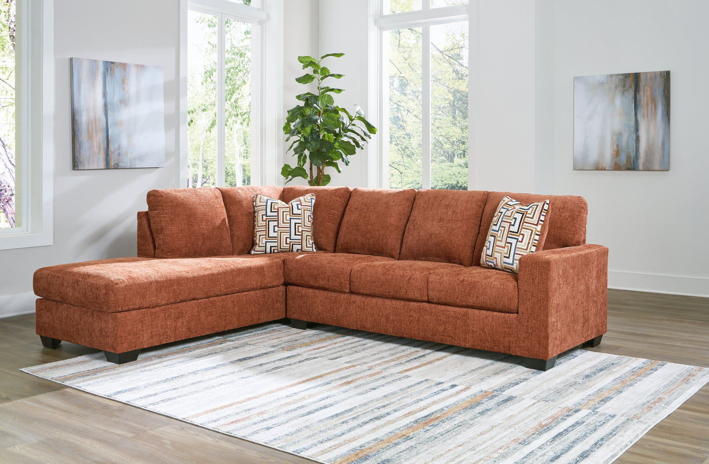 Orange Furniture Outlet - Ashley Furniture - Aviemore Sectional - RAF 2-Piece Sectional with Chaise / Spice - 24304S1