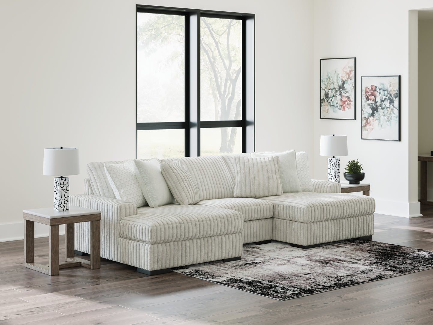 Orange Furniture Outlet - Ashley Furniture - Stupendous Sectional - RAF 3-Piece Sectional with Double Chaise / Alloy - 25903S4