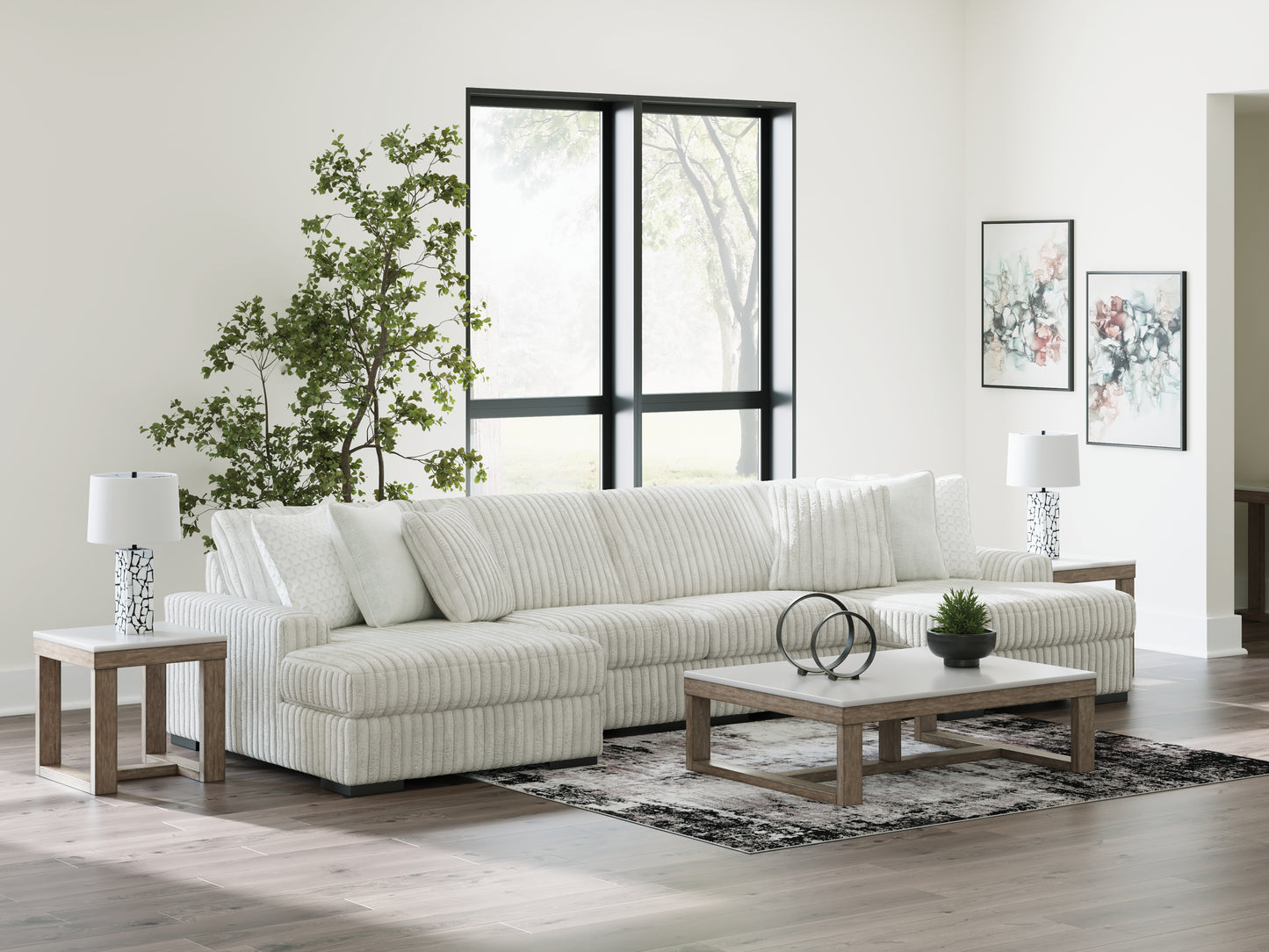 Orange Furniture Outlet - Ashley Furniture - Stupendous Sectional - RAF 4-Piece Sectional with Double Chaise / Alloy - 25903S5