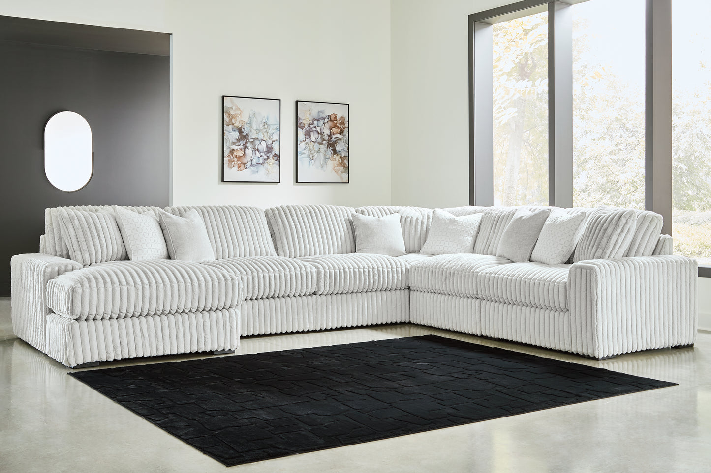Orange Furniture Outlet - Ashley Furniture - Stupendous Sectional - RAF 6-Piece Sectional with Chaise / Alloy - 25903S21