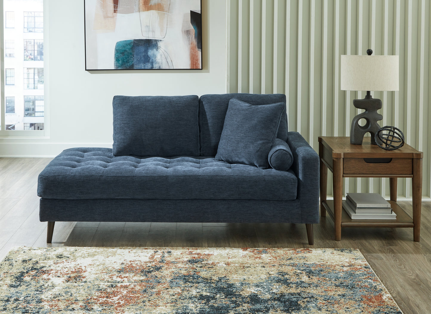 Orange Furniture Outlet - Ashley Furniture - Bixler Living Room - RAF Corner Chaise / Navy - 2610617