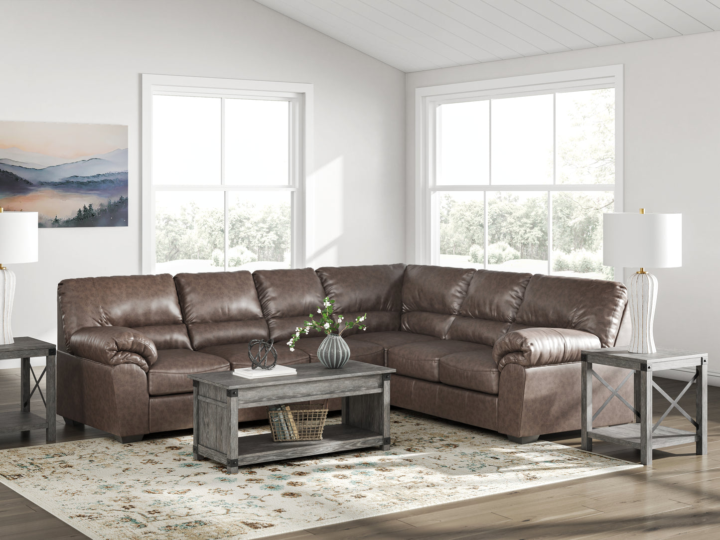 Orange Furniture Outlet - Ashley Furniture - WillowBend Sectional - RAF 3-Piece Sectional / Umber - PC27705S3