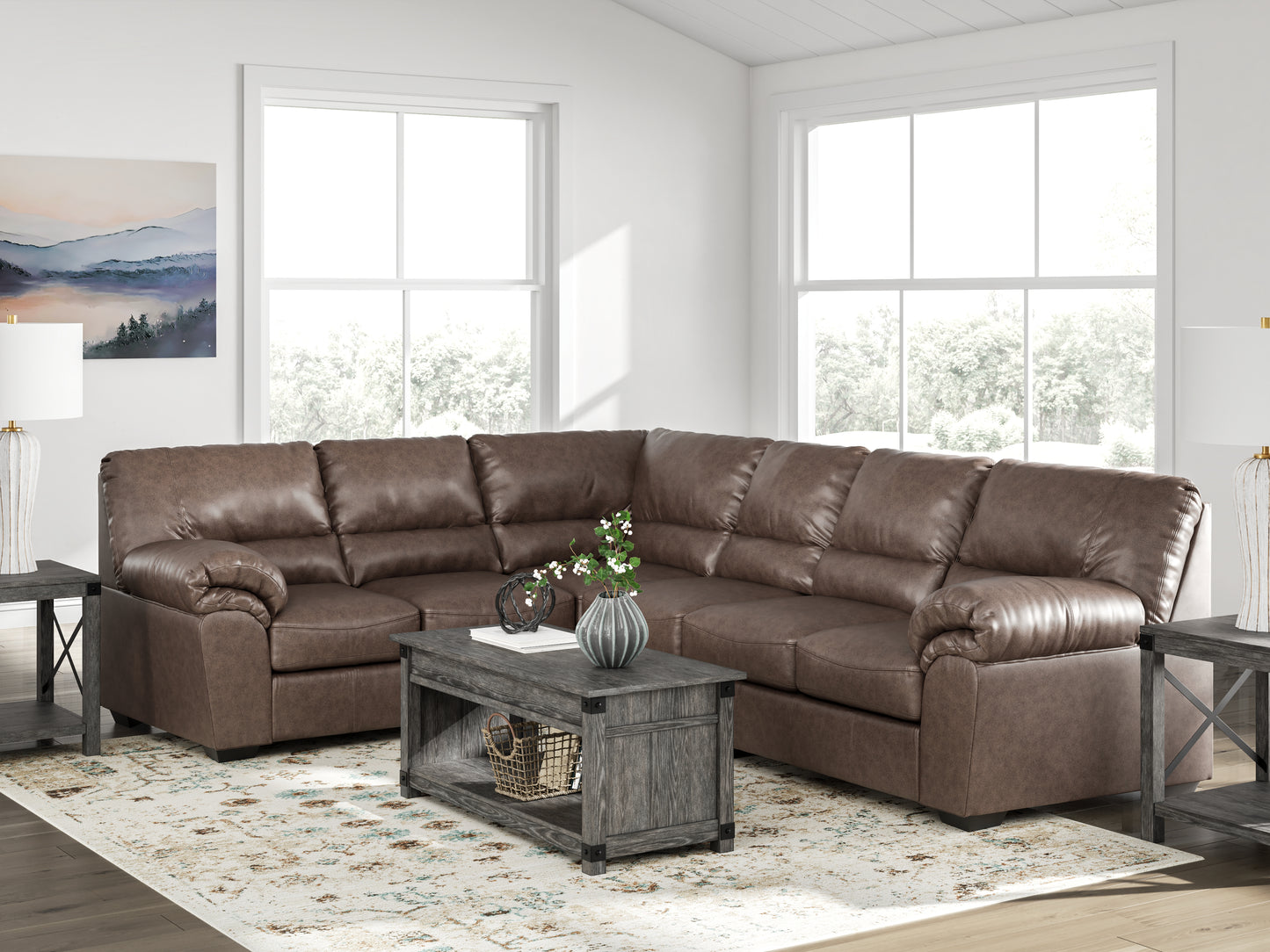 Orange Furniture Outlet - Ashley Furniture - WillowBend Sectional - LAF 3-Piece Sectional / Umber - PC27705S4
