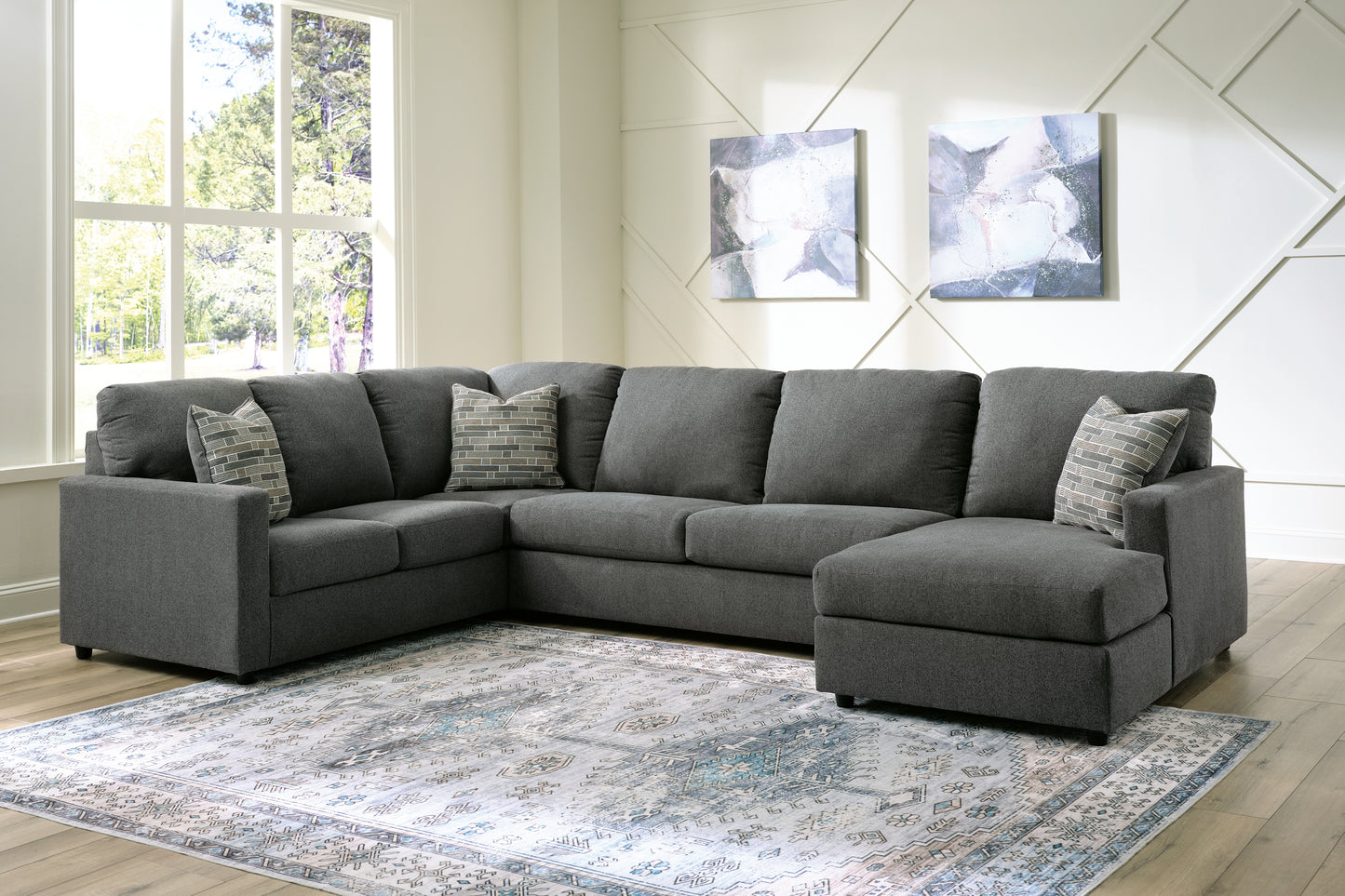 Orange Furniture Outlet - Ashley Furniture - Edenfield Sectional - LAF 3-Piece Sectional with Chaise / Charcoal - 29003S2