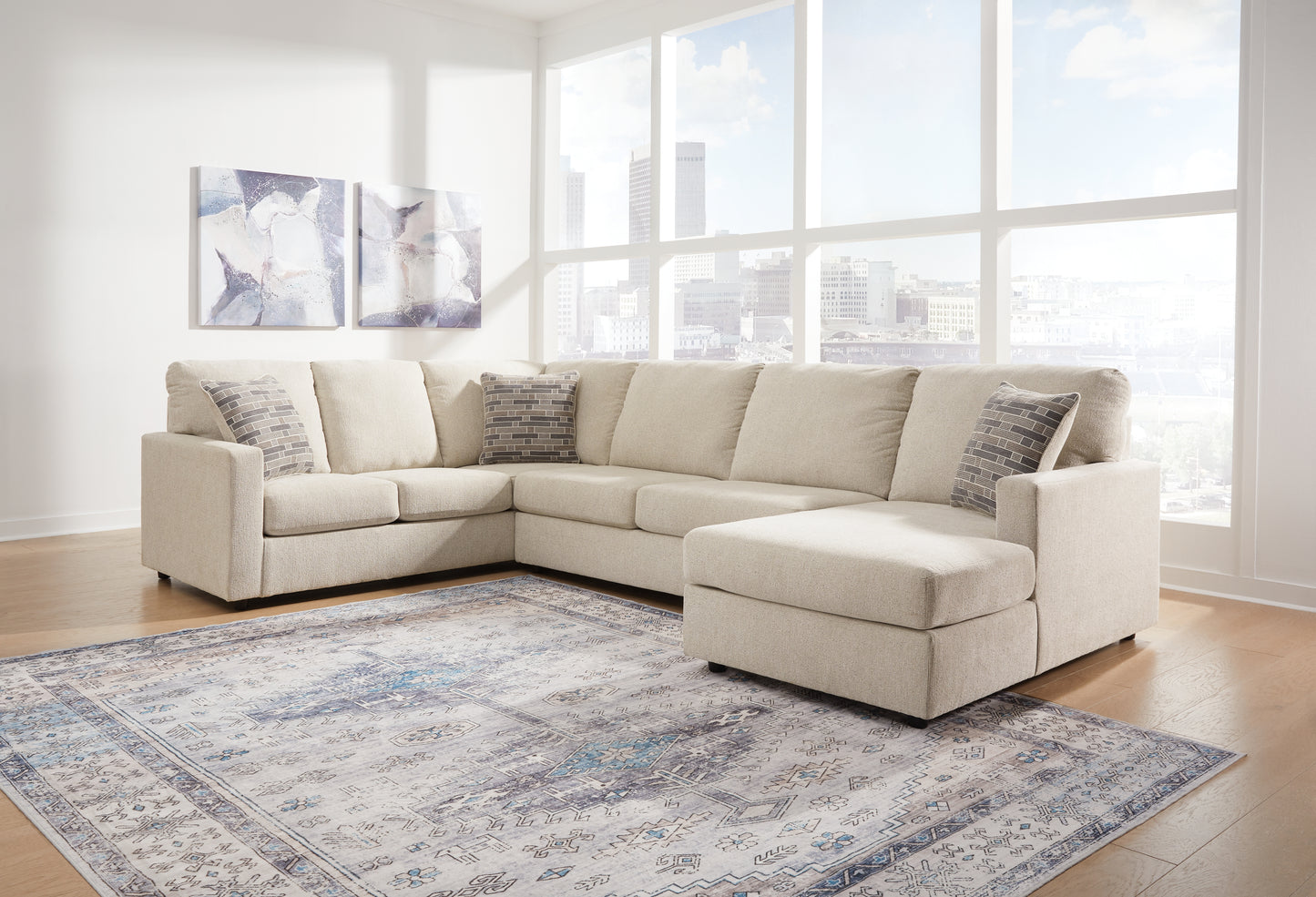 Orange Furniture Outlet - Ashley Furniture - Edenfield Sectional - LAF 3-Piece Sectional with Chaise / Linen - 29004S2