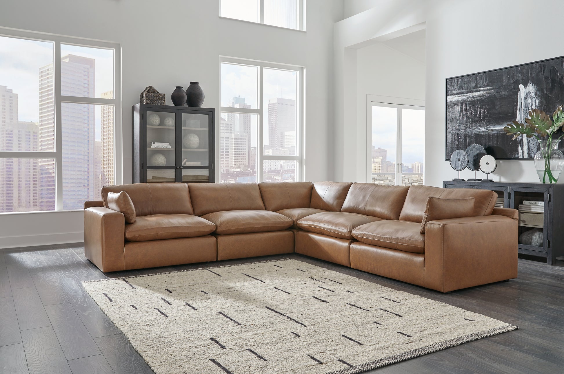 Orange Furniture Outlet - Ashley Furniture - Emilia Sectional - RAF 2-Piece Sectional Loveseat / Caramel - 30901S1