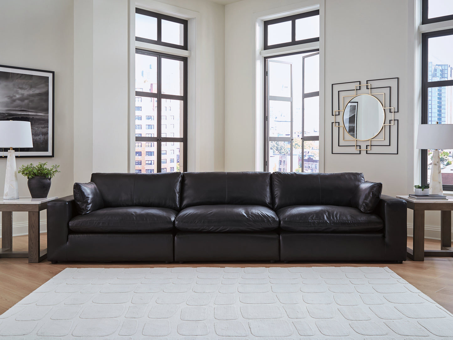 Orange Furniture Outlet - Ashley Furniture - Emilia Sectional - RAF 3-Piece Sectional Sofa / Black - 30902S2
