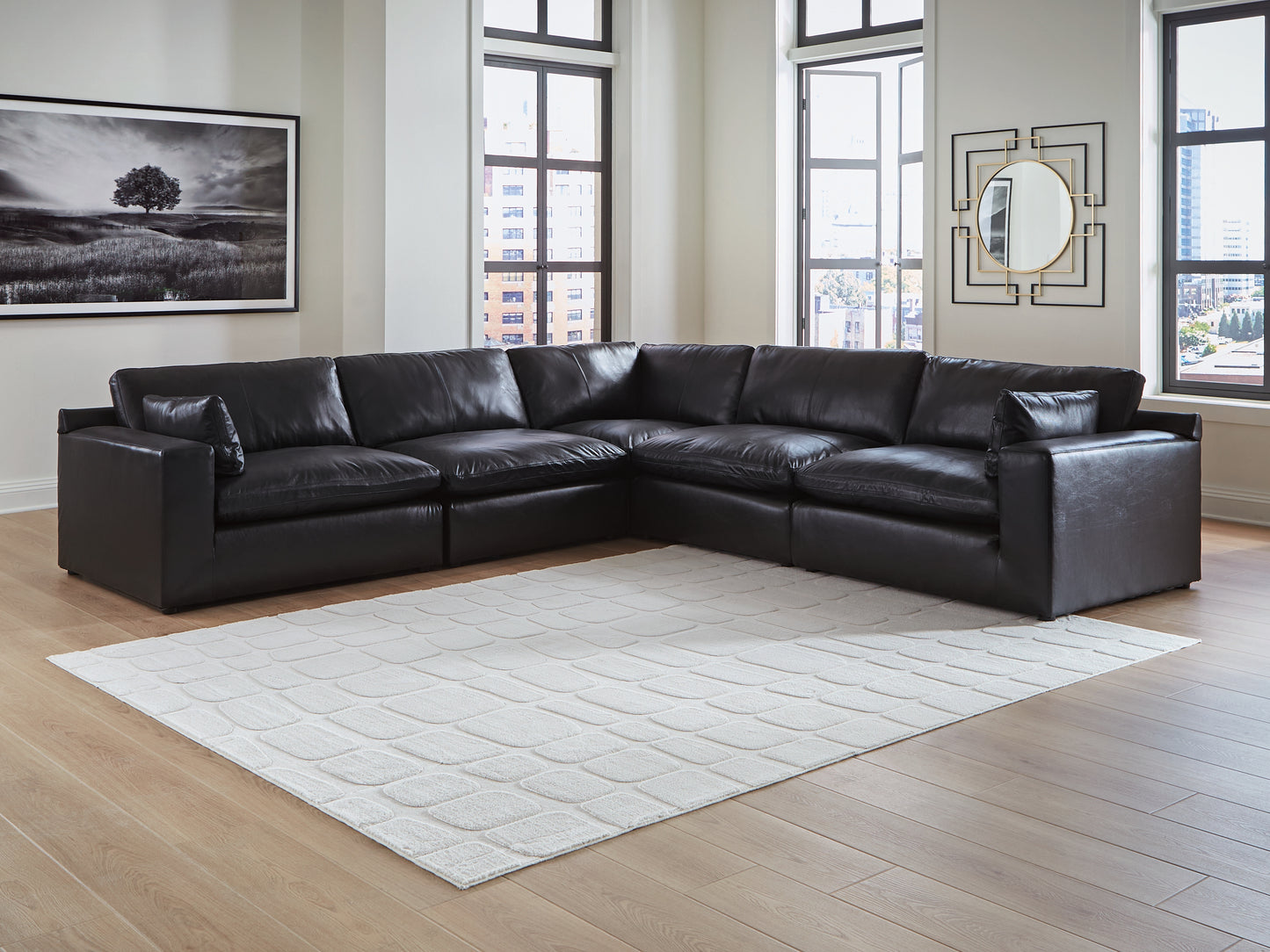 Orange Furniture Outlet - Ashley Furniture - Emilia Sectional - RAF 5-Piece Sectional / Black - 30902S4