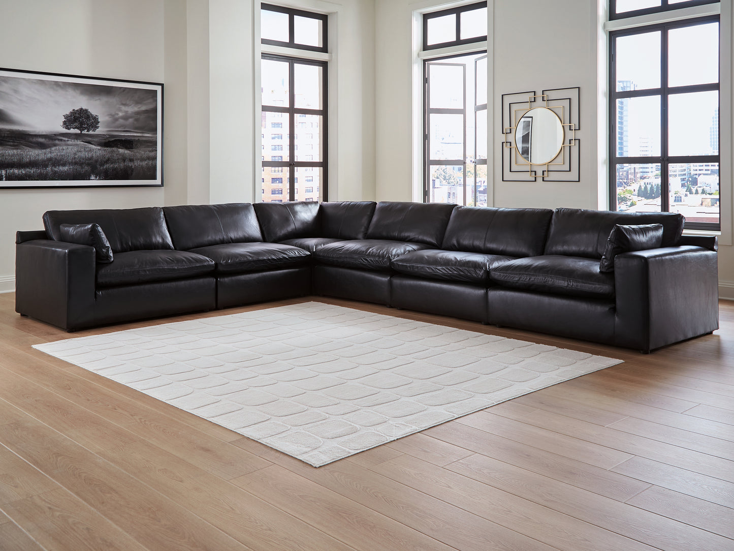 Orange Furniture Outlet - Ashley Furniture - Emilia Sectional - RAF 6-Piece Sectional / Black - 30902S5
