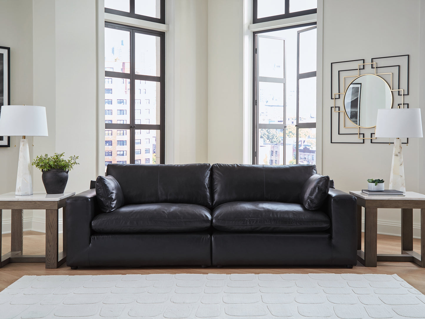 Orange Furniture Outlet - Ashley Furniture - Emilia Sectional - RAF 2-Piece Sectional Loveseat / Black - 30902S1