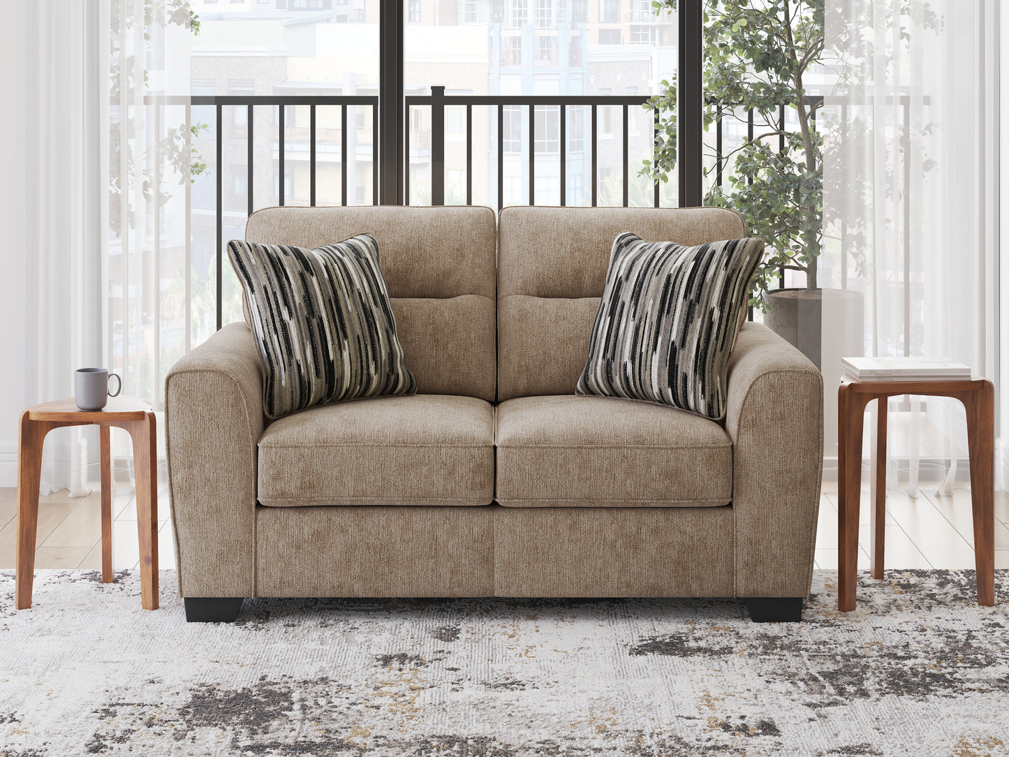 Orange Furniture Outlet - Ashley Furniture - Olten Living Room - Loveseat / Mocha - 3130435