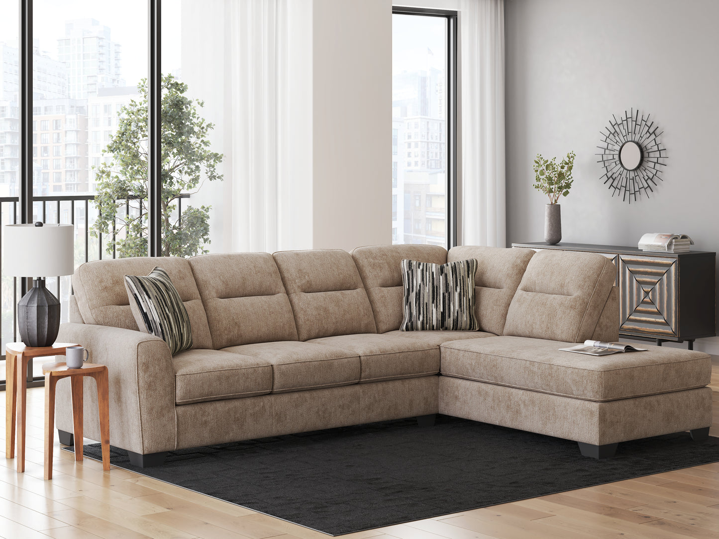 Orange Furniture Outlet - Ashley Furniture - Olten Sectional - LAF 2-Piece Sectional with Chaise / Mocha - 31304S2