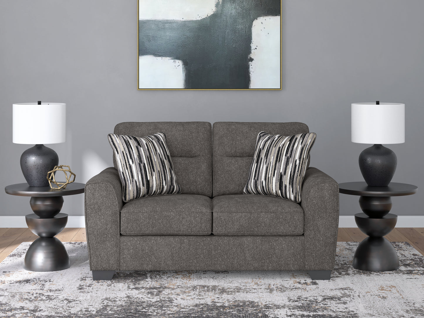 Orange Furniture Outlet - Ashley Furniture - Olten Living Room - Loveseat / Graphite - 3130535