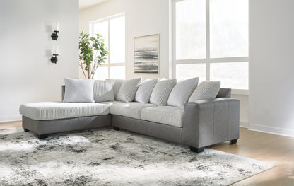 Orange Furniture Outlet - Ashley Furniture - Clairette Court Sectional - RAF 2-Piece Sectional with Chaise / Alloy - 31503S1