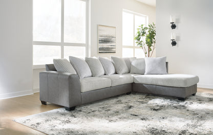 Orange Furniture Outlet - Ashley Furniture - Clairette Court Sectional - LAF 2-Piece Sectional with Chaise / Alloy - 31503S2