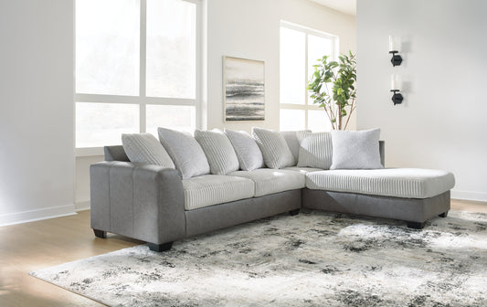 Orange Furniture Outlet - Ashley Furniture - Clairette Court Sectional - LAF 2-Piece Sectional with Chaise / Alloy - 31503S2