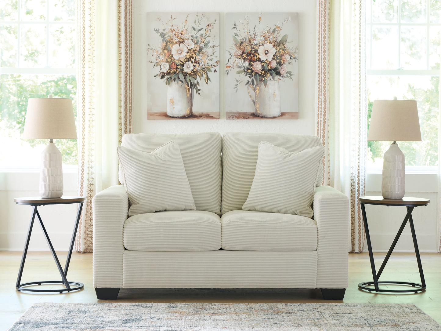 Orange Furniture Outlet - Ashley Furniture - Greenbriar Living Room - Loveseat / Ivory - PC3200635