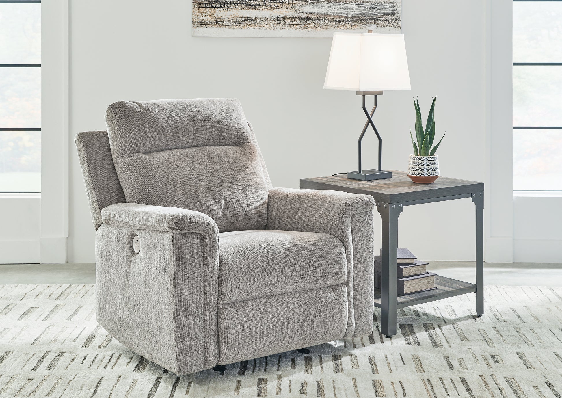 Orange Furniture Outlet - Ashley Furniture - Barnsana Living Room - Power Rocker Recliner / Ash - 3320198