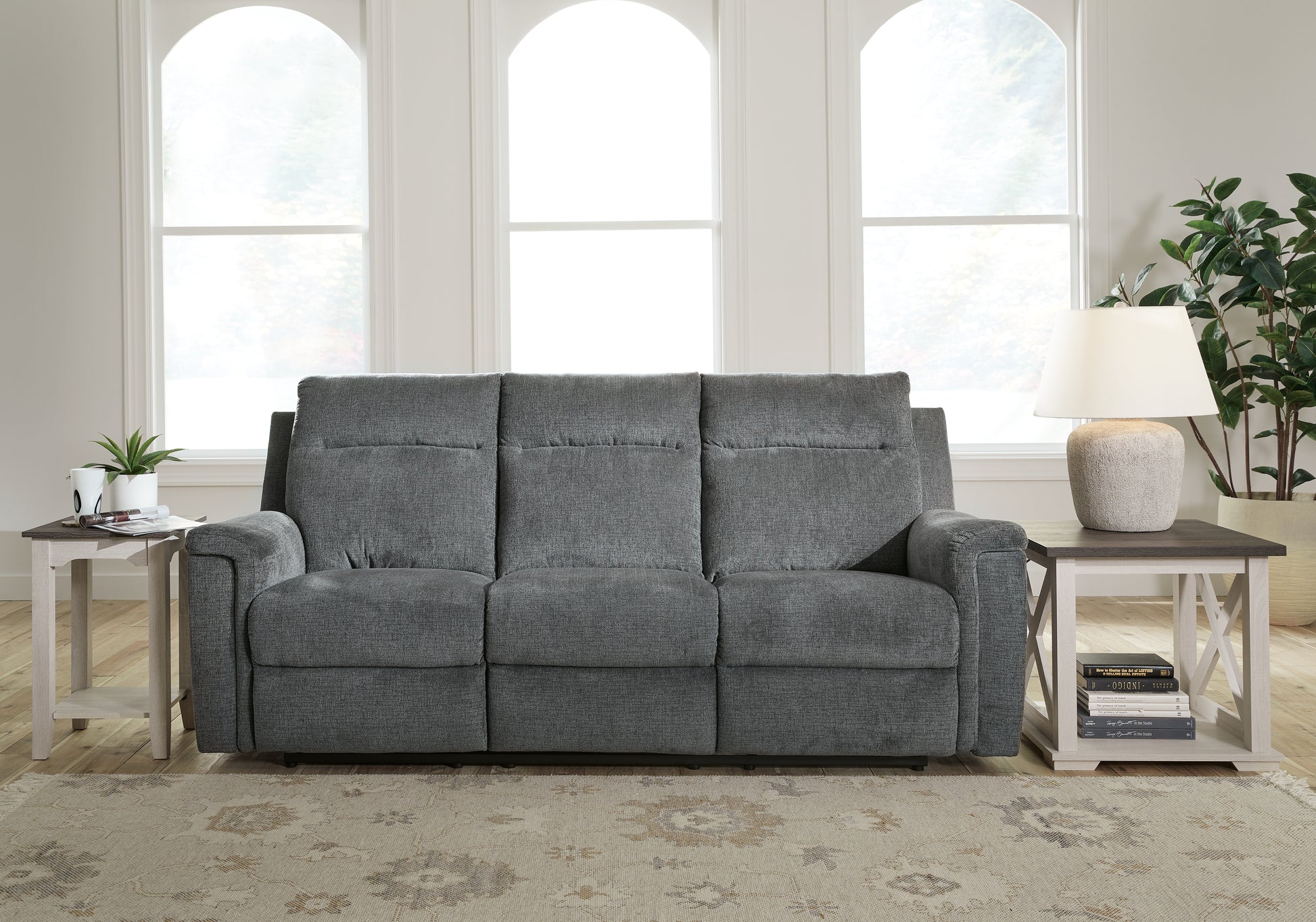 Orange Furniture Outlet - Ashley Furniture - Barnsana Living Room - Reclining Power Sofa / Gravel - 3320287