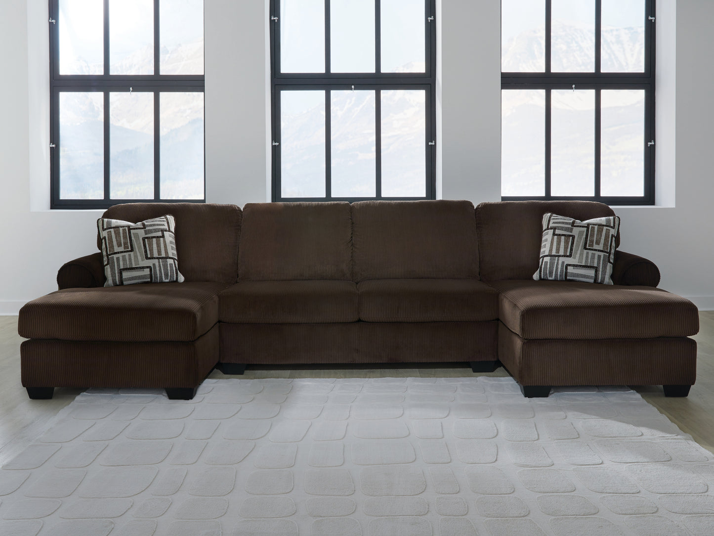 Orange Furniture Outlet - Ashley Furniture - Kimlee Sectional - RAF 3-Piece Sectional with Double Chaise / Chocolate - PC35603S3