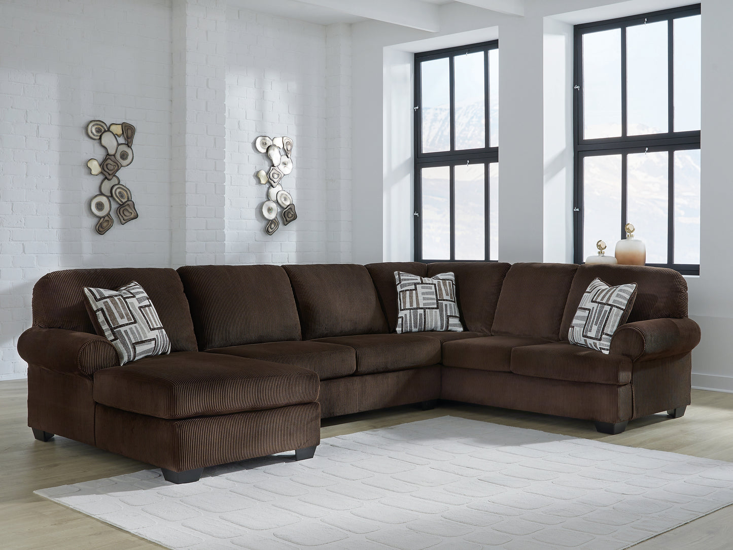 Orange Furniture Outlet - Ashley Furniture - Kimlee Sectional - RAF 3-Piece Sectional with Double Chaise / Chocolate - PC35603S3