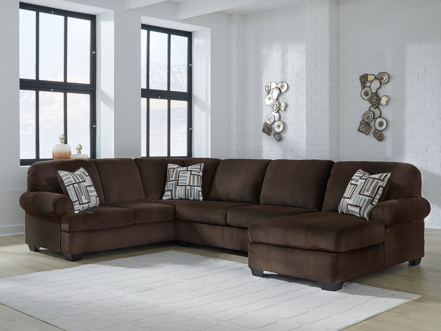 Orange Furniture Outlet - Ashley Furniture - Kimlee Sectional - LAF 3-Piece Sectional with Chaise / Chocolate - PC35603S2