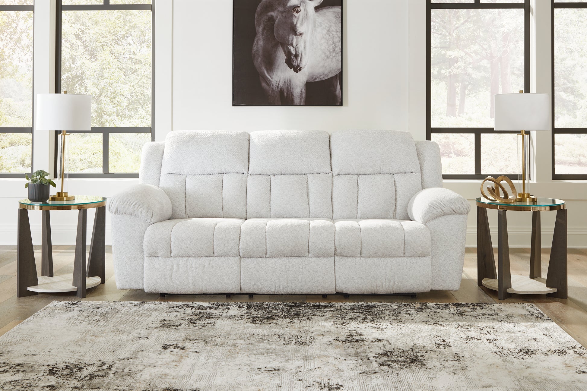 Orange Furniture Outlet - Ashley Furniture - Frohn Living Room - Reclining Sofa / Snow - 3740588