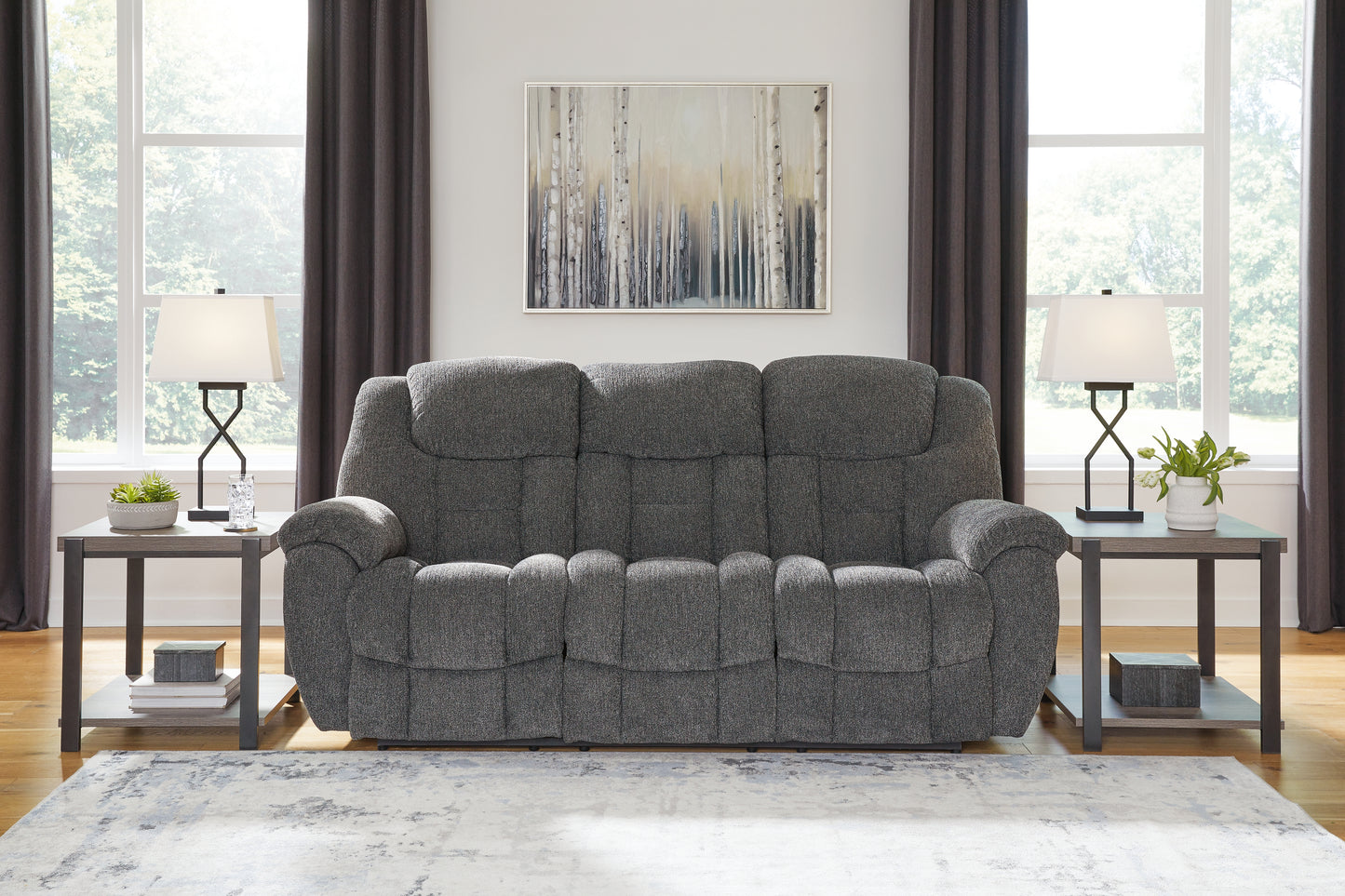 Orange Furniture Outlet - Ashley Furniture - Foreside Living Room - Reclining Sofa / Charcoal - 3810488