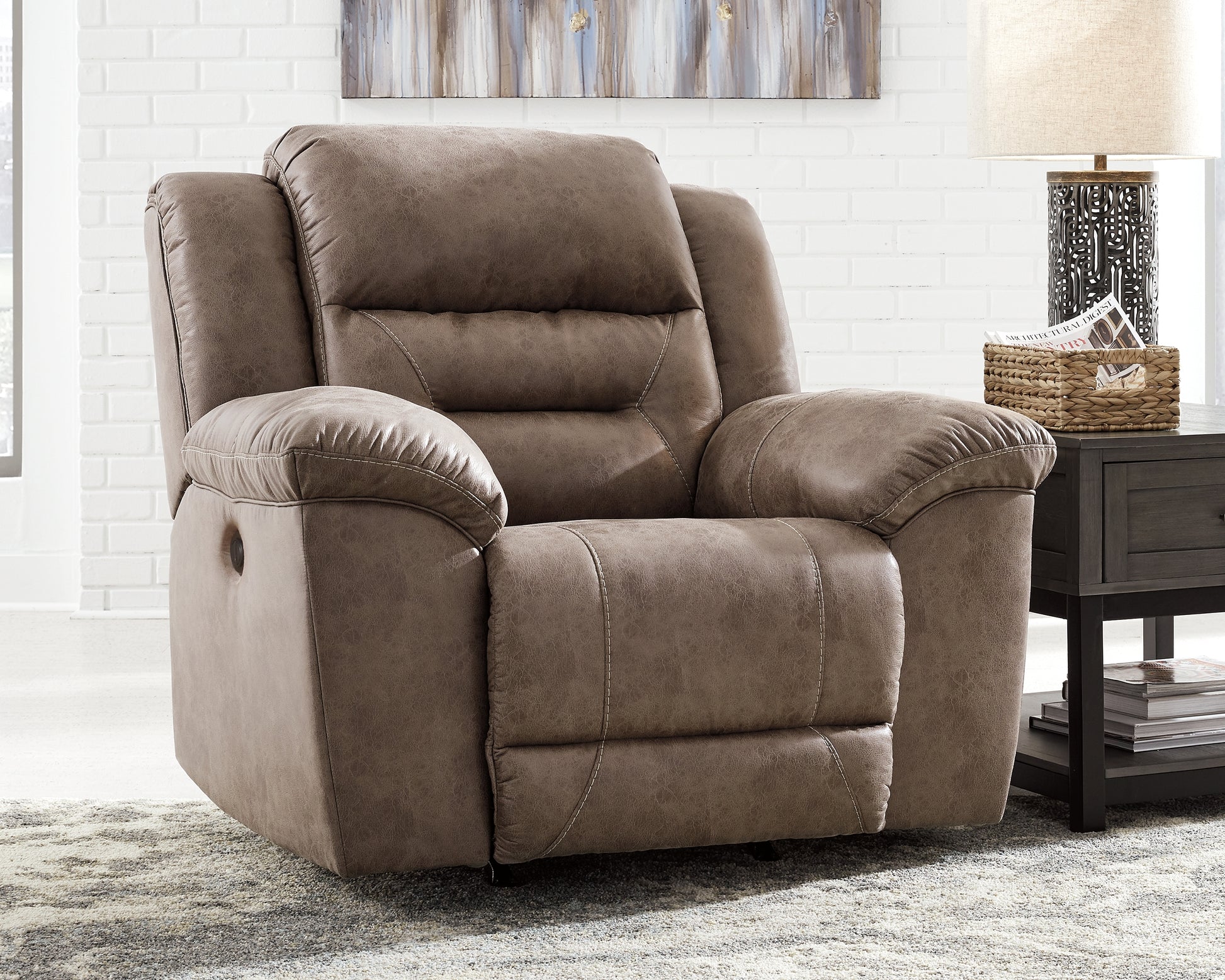 Orange Furniture Outlet - Ashley Furniture - Stoneland Living Room - Power Rocker Recliner / Fossil - 3990598
