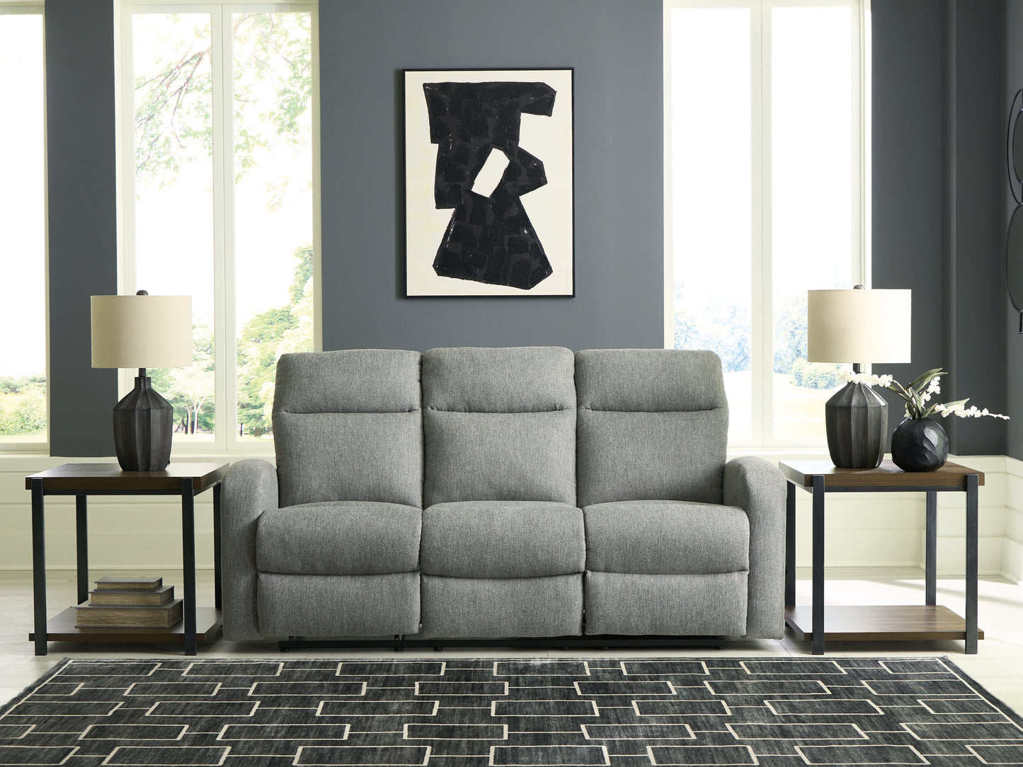 Orange Furniture Outlet - Ashley Furniture - Gauntlet Living Room - DBL Rec Loveseat w/Console / Sterling - PC4220494
